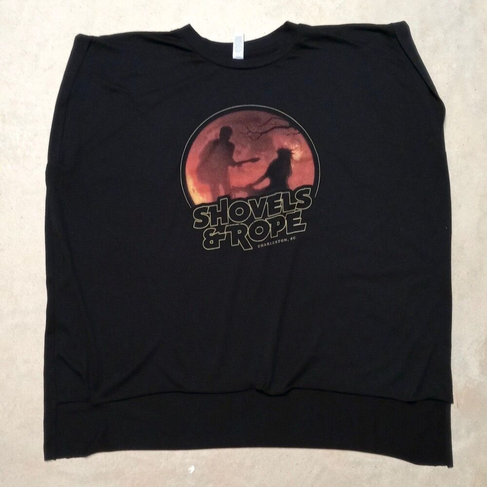 Shovels & Rope Size XL Cutoff Crop Style T-shirt Charleston SC Folk Concert Tour